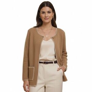 The Cashmere Project Tan Beige Cardigan Long Sleeve Sweater Jacket Medium